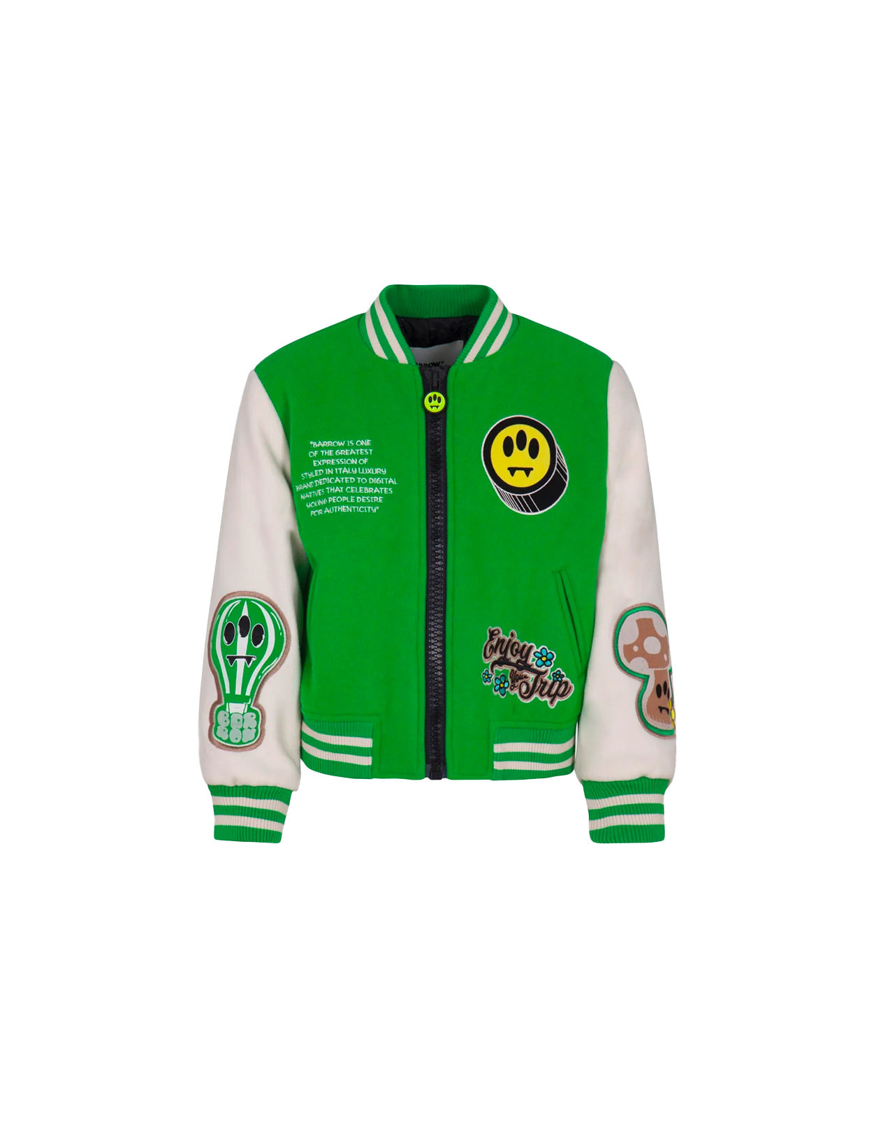 Green And White College Bomber Jacket